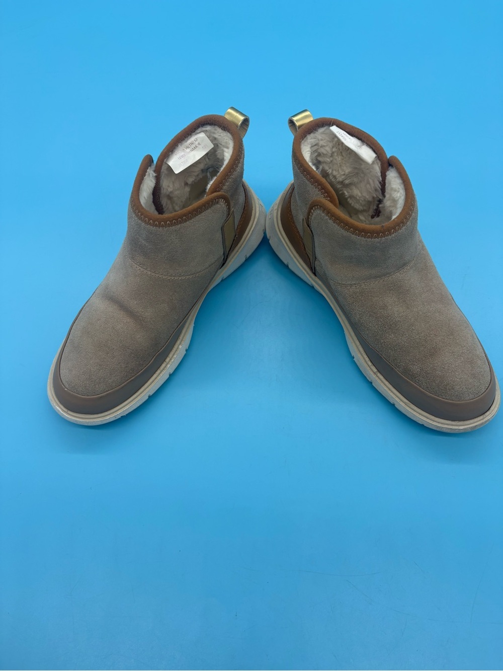 Cole Haan Generation ZEROGRAND Birch Suede Booties Faux Fur Size 6B